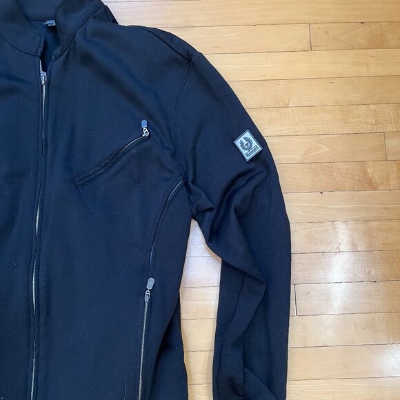 Belstaff Cotton Reflective Hem Back Logo Zip Sweater, Black, Size XL - Picture 3 of 5